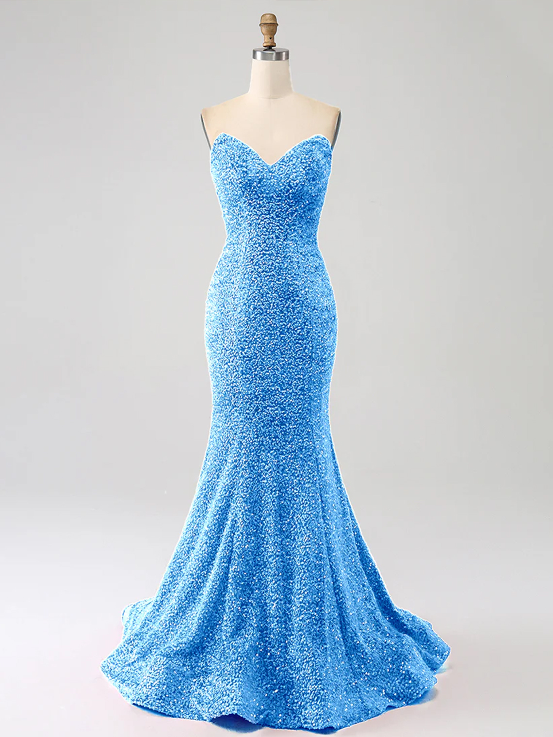 Sparkle Mermaid Sequin Sweetheart Sleeveless Tight Prom Dress