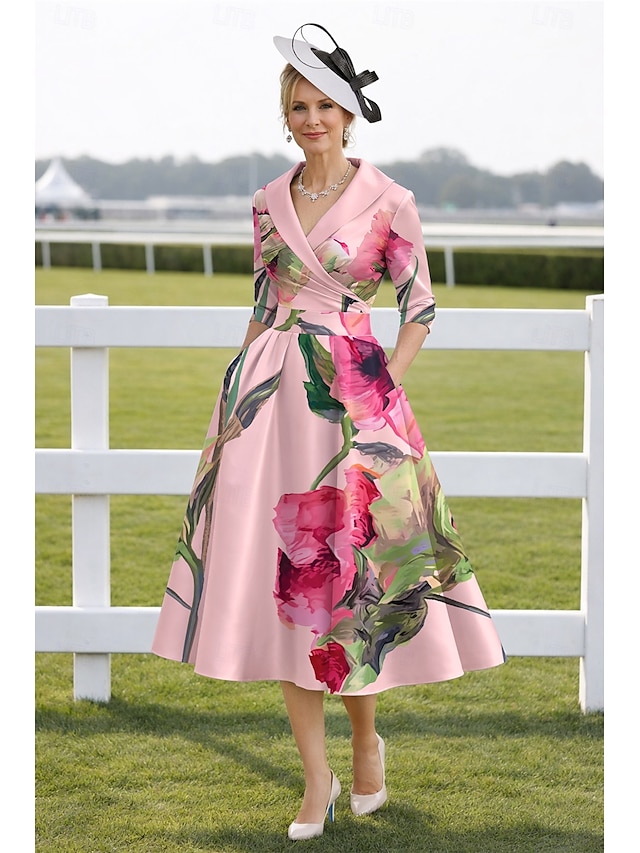 a-line mother of the bride dresses wedding guest dresses cocktail dresses party dresses tea length, supplier image 1