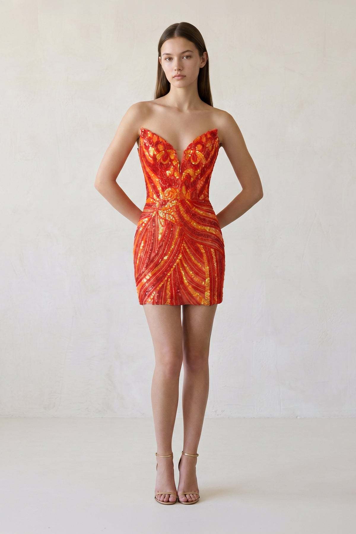 Black Strapless V Neck Sequins Bodycon Short Homecoming Dresses, supplier image 20