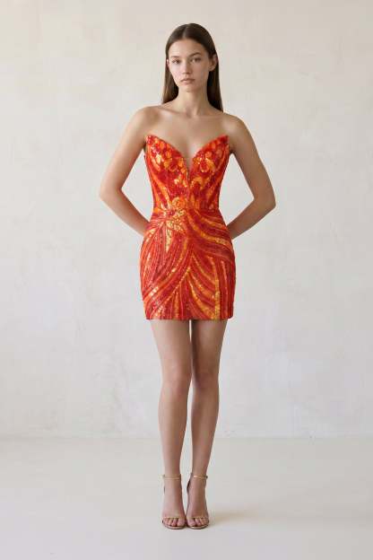 Black Strapless V Neck Sequins Bodycon Short Homecoming Dresses, supplier image 20