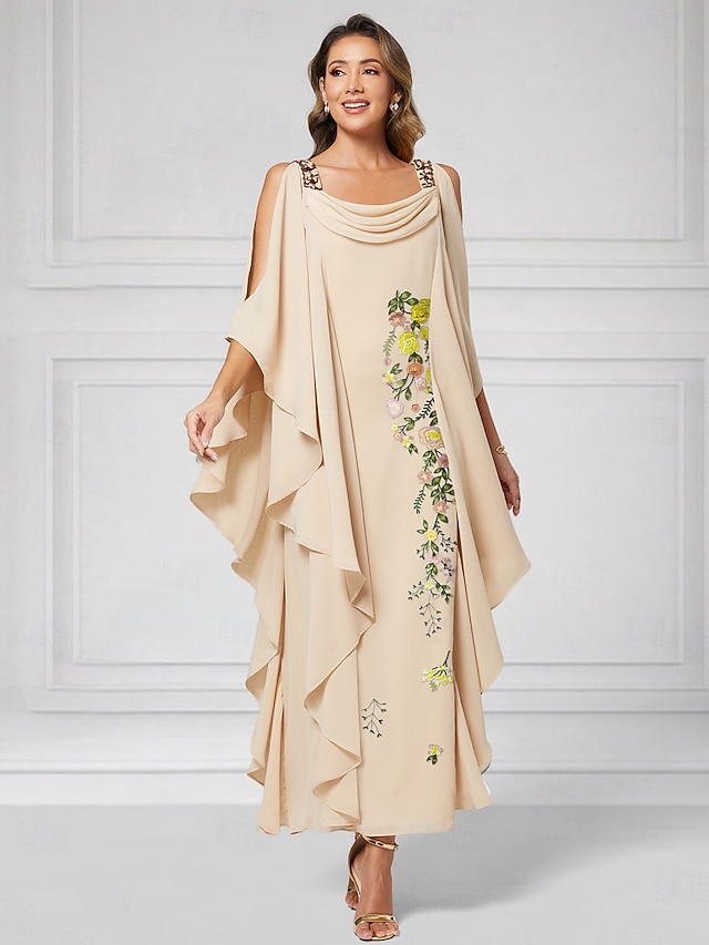 sheath column floor length mother of the bride dresses wedding guest dresses cocktail dresses party dresses half sleeve jewel neck elegant plus size, supplier image 1