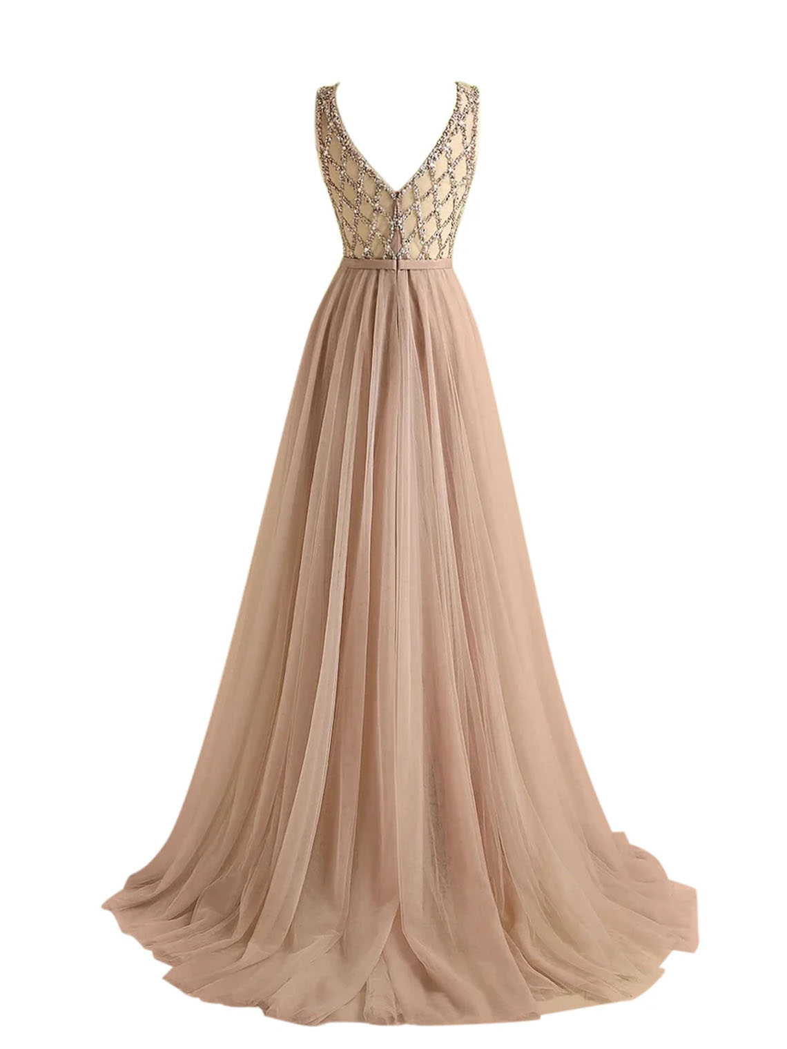 Sheath Tulle Bateau Neck Floor Length with Beaded Bridesmaid Dress