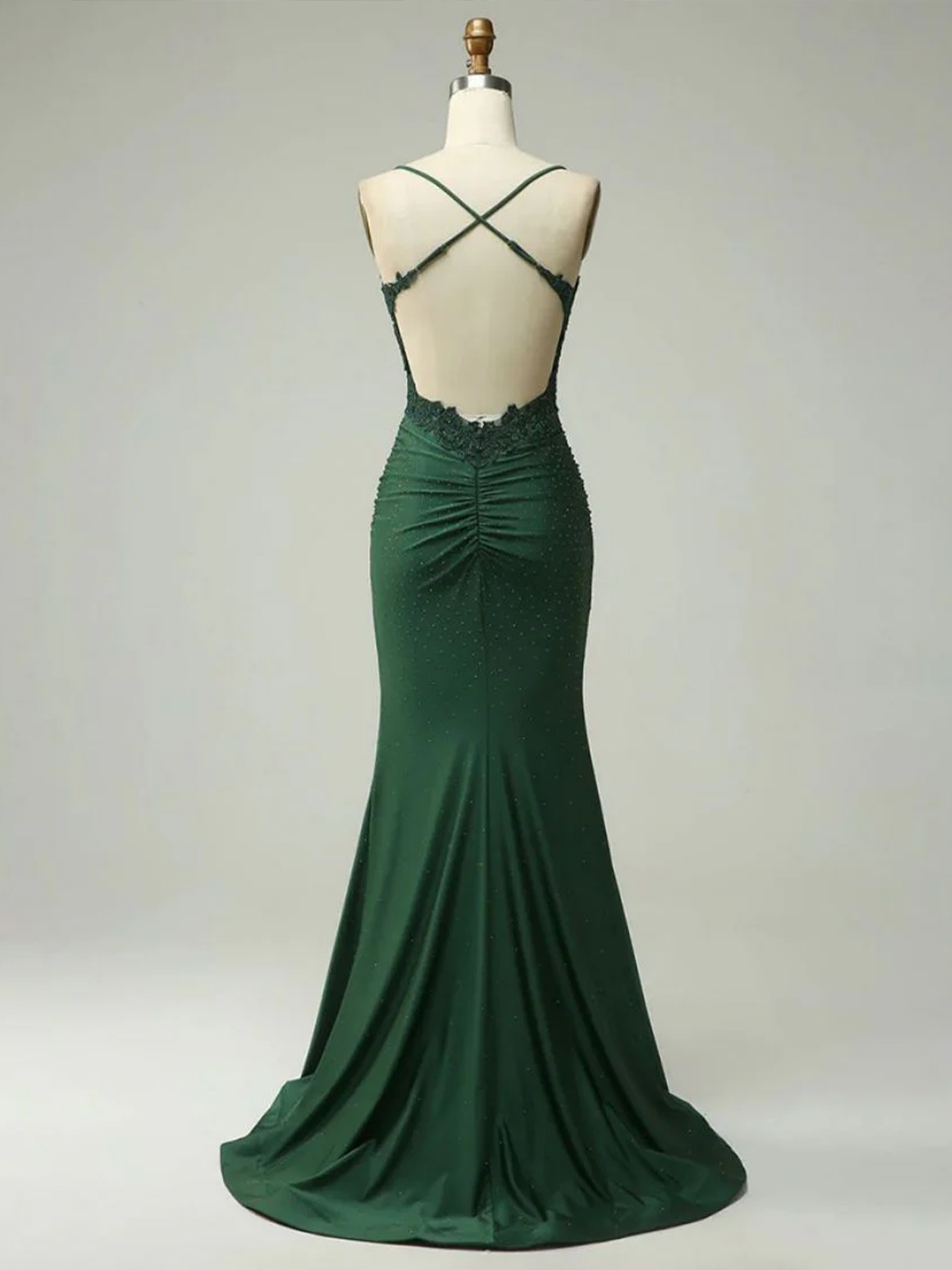 Mermaid Sleeveless Backless with Appliques Long Tight Prom Dress