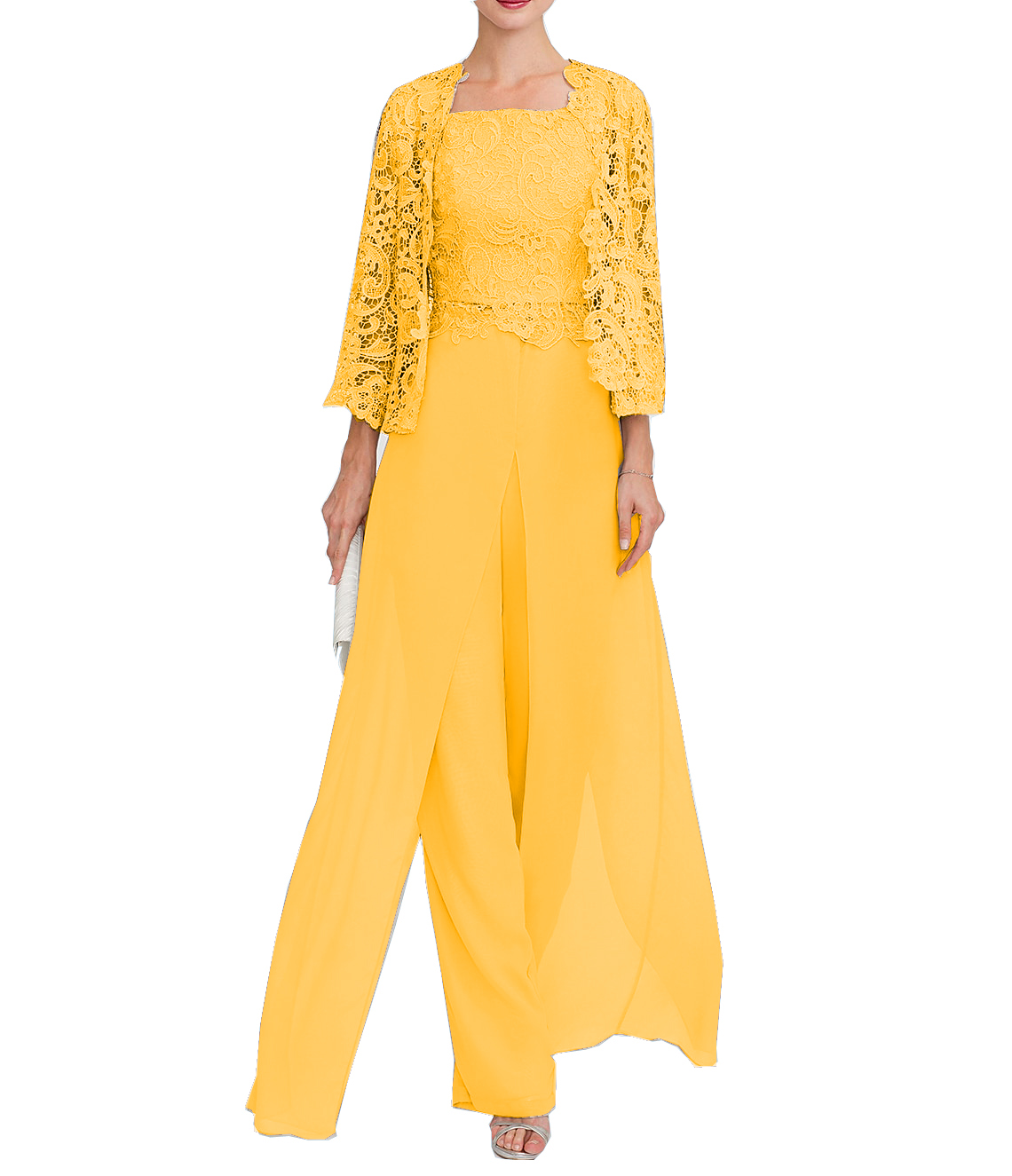Jumpsuit Pantsuit 3 Piece Floor Length Mother of the Bride Dress 