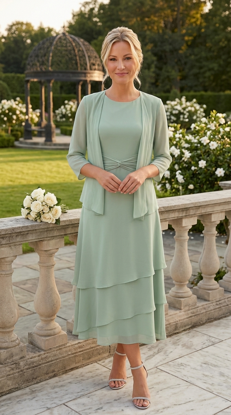 Mother of the bride dress garden wedding tea length
