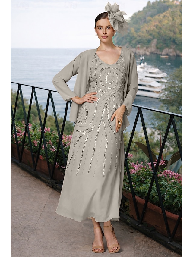 two piece sheath column mother of the bride dresses wedding guest dresses formal dresses chiffon, supplier image 16