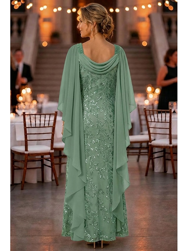 a-line ankle length mother of the bride dresses half sleeve scoop neck elegant vintage chiffon with beading, supplier image 2