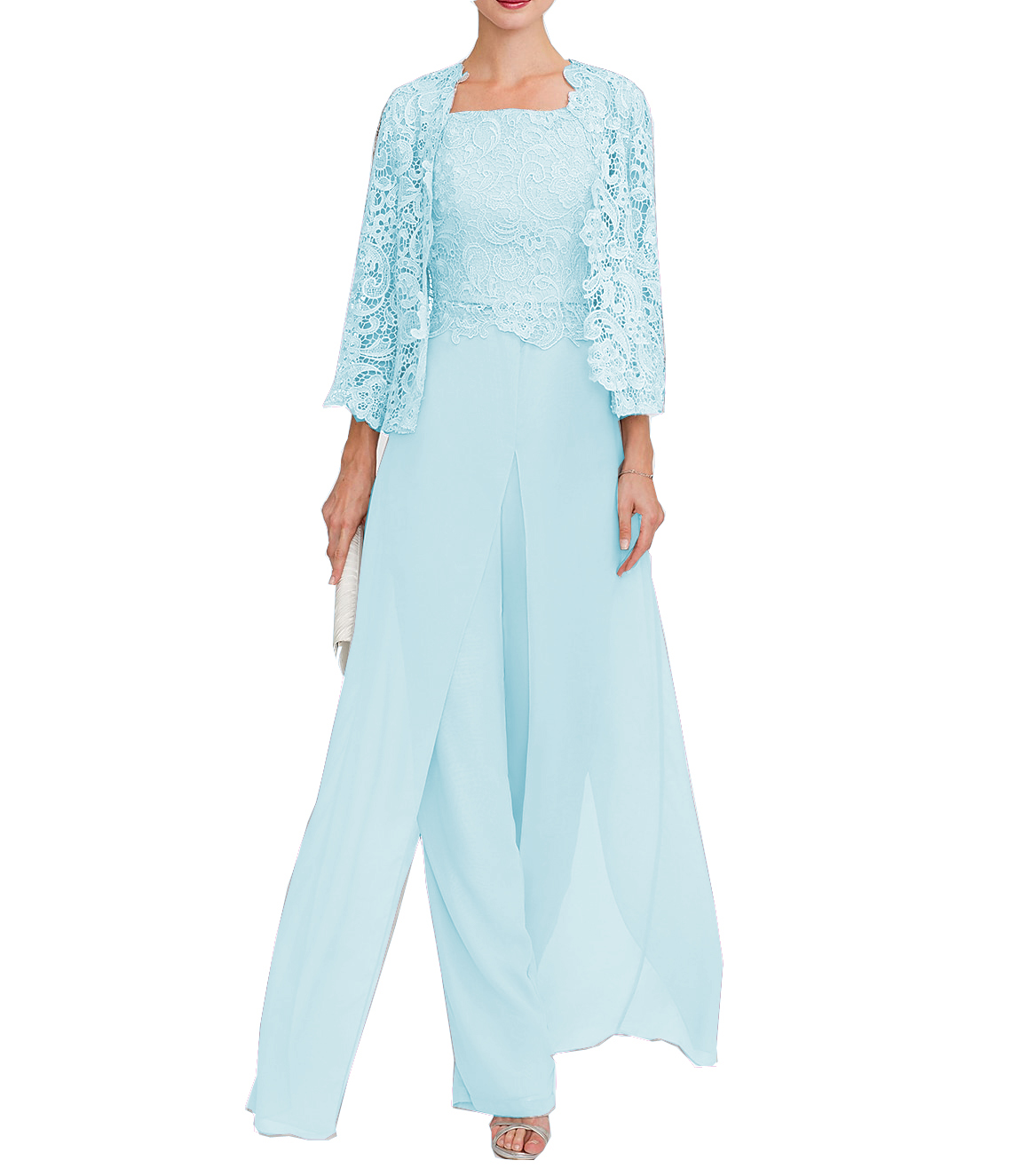 Jumpsuit Pantsuit 3 Piece Floor Length Mother of the Bride Dress 
