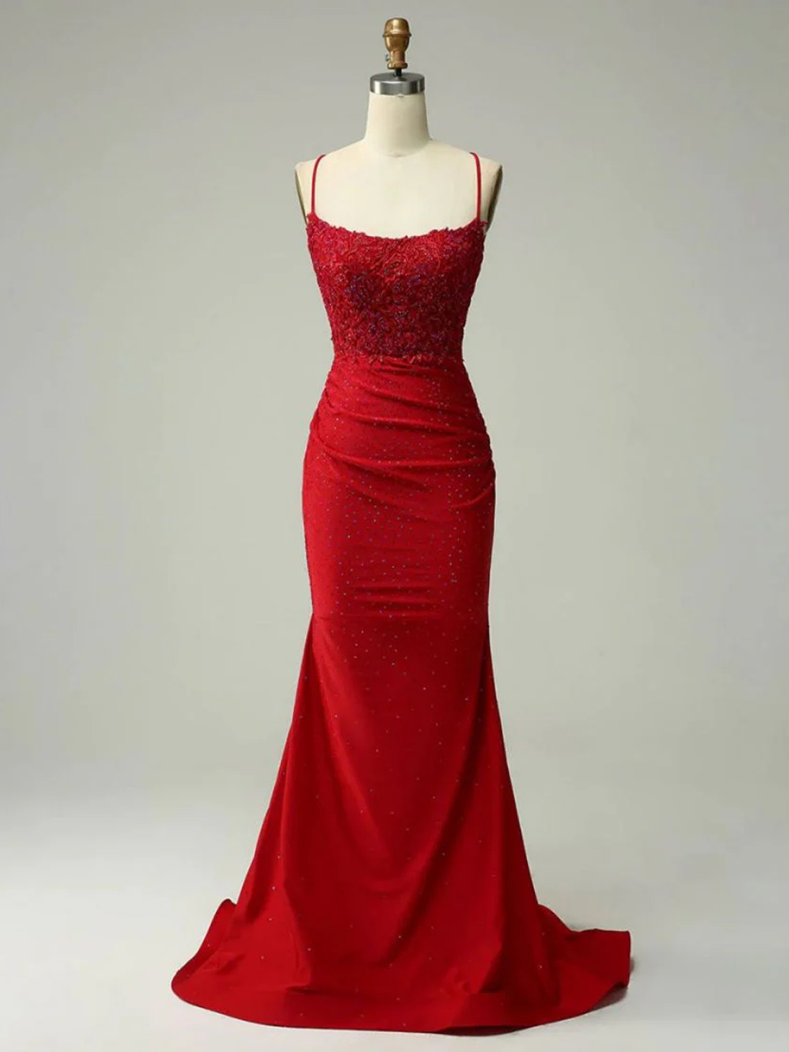Mermaid Sleeveless Backless with Appliques Long Tight Prom Dress