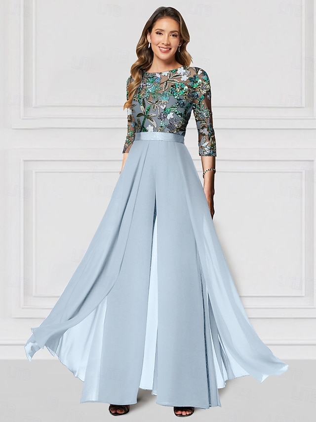 jumpsuit pantsuit mother of the bride dresses formal dresses floor length chiffon with sequin, supplier image 1