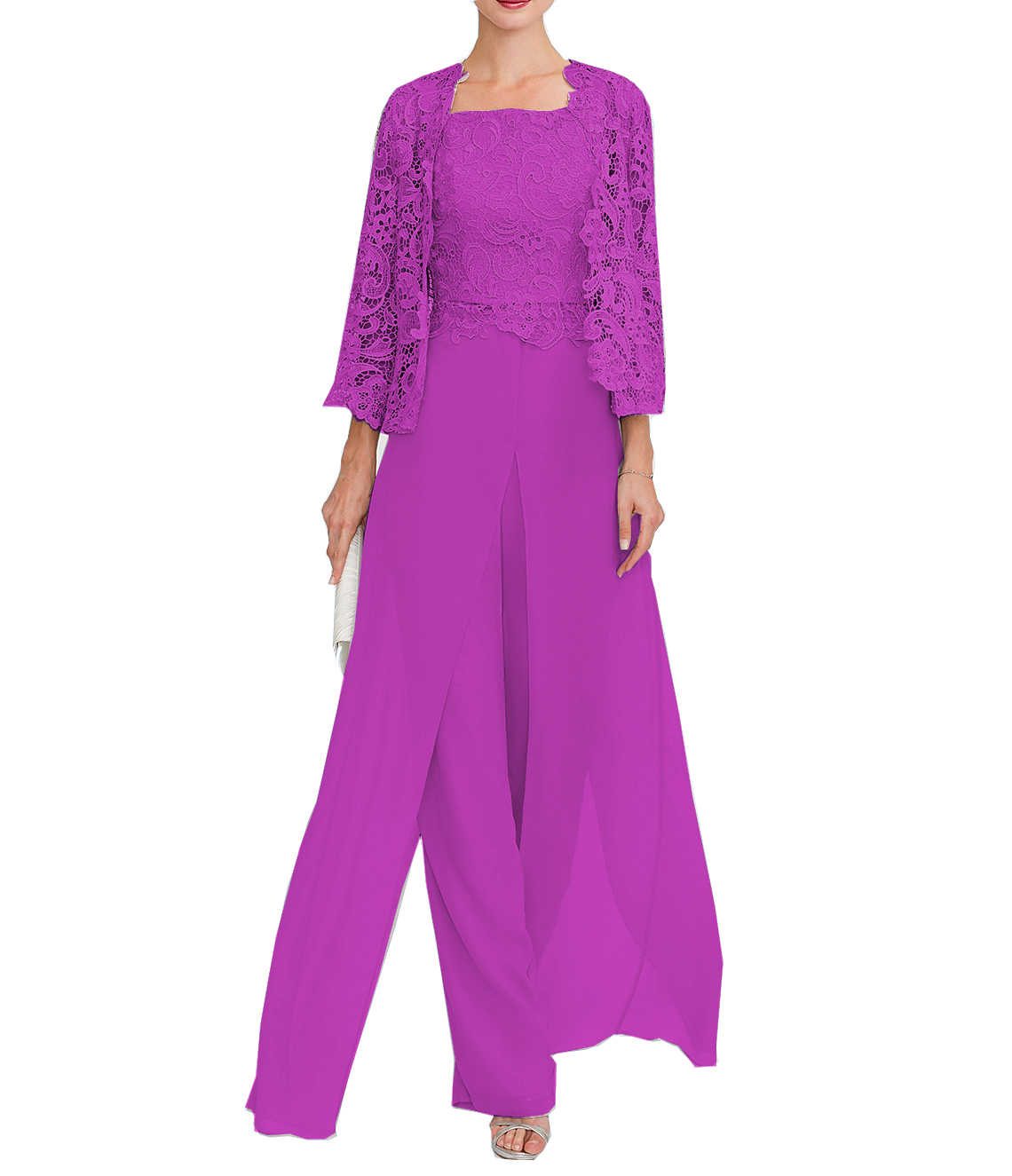 Jumpsuit Pantsuit 3 Piece Floor Length Mother of the Bride Dress 