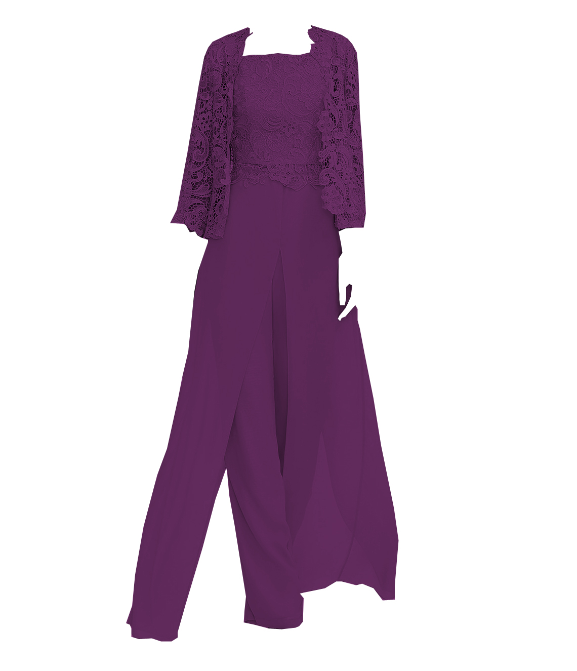 Jumpsuit Pantsuit 3 Piece Floor Length Mother of the Bride Dress 