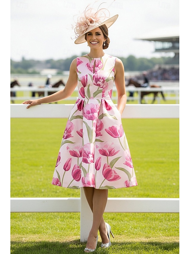 a-line mother of the bride dresses wedding guest dresses cocktail dresses knee length jacquard in Blush, US2