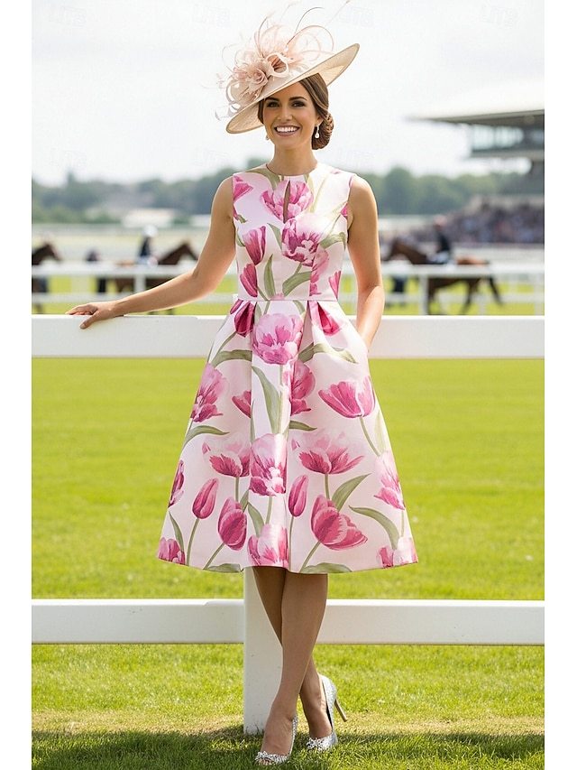 a-line mother of the bride dresses wedding guest dresses cocktail dresses knee length jacquard in Blush, US2