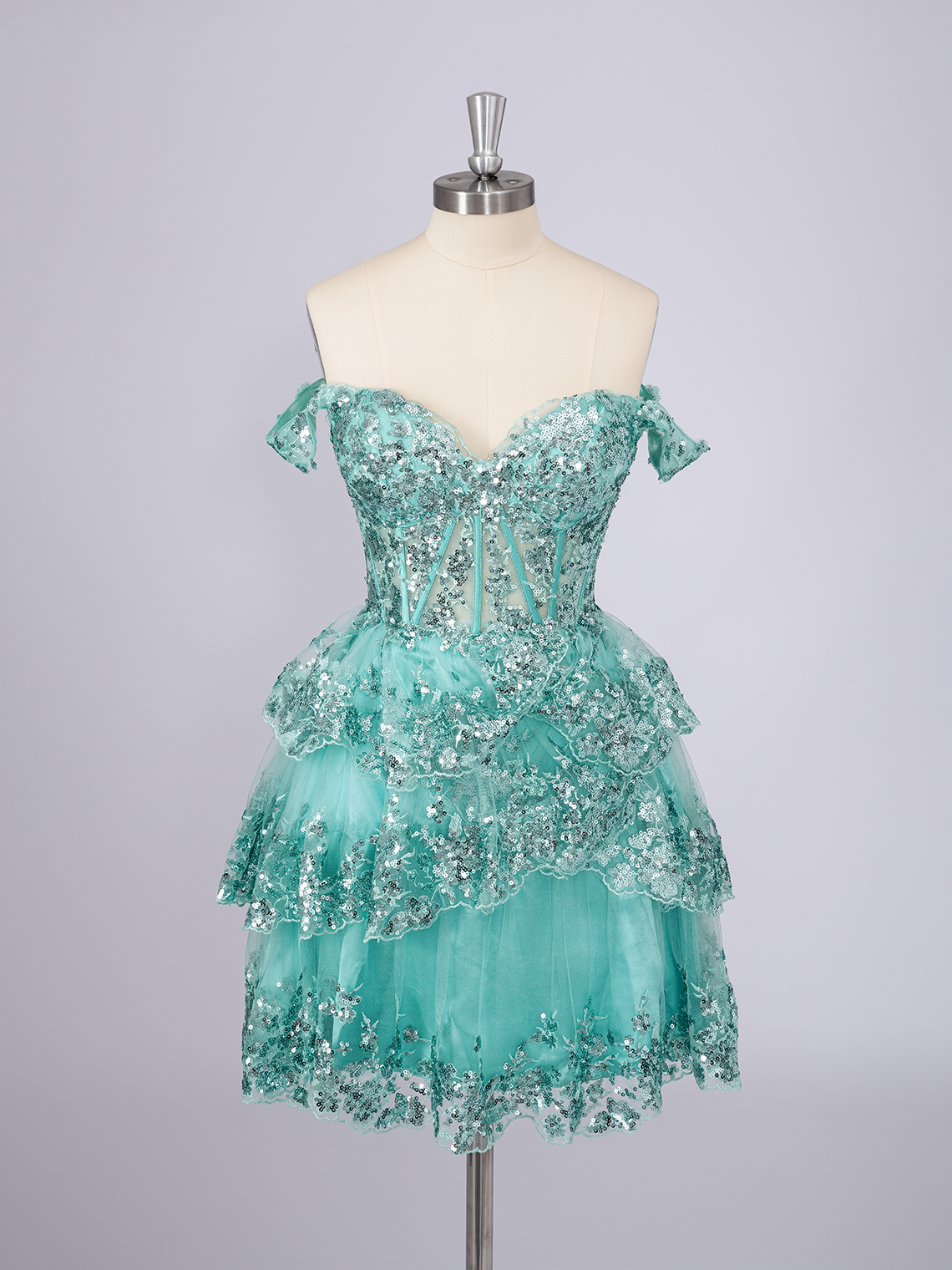 A-Line Tulle Strapless With Appliques Short Homecoming Dress
