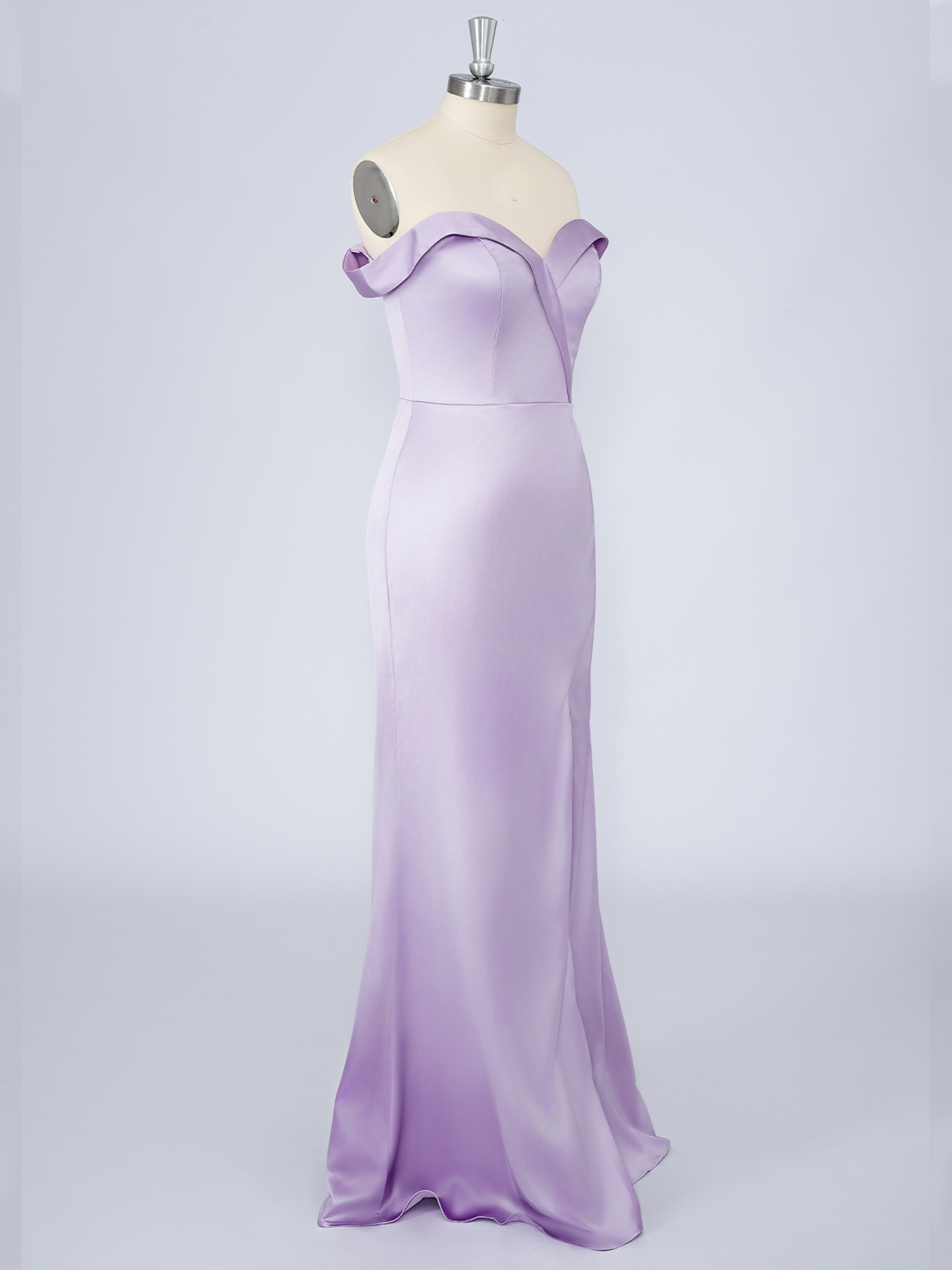 Lilac Mermaid Solid Color Satin Sweetheart With Slit Long Prom Dress