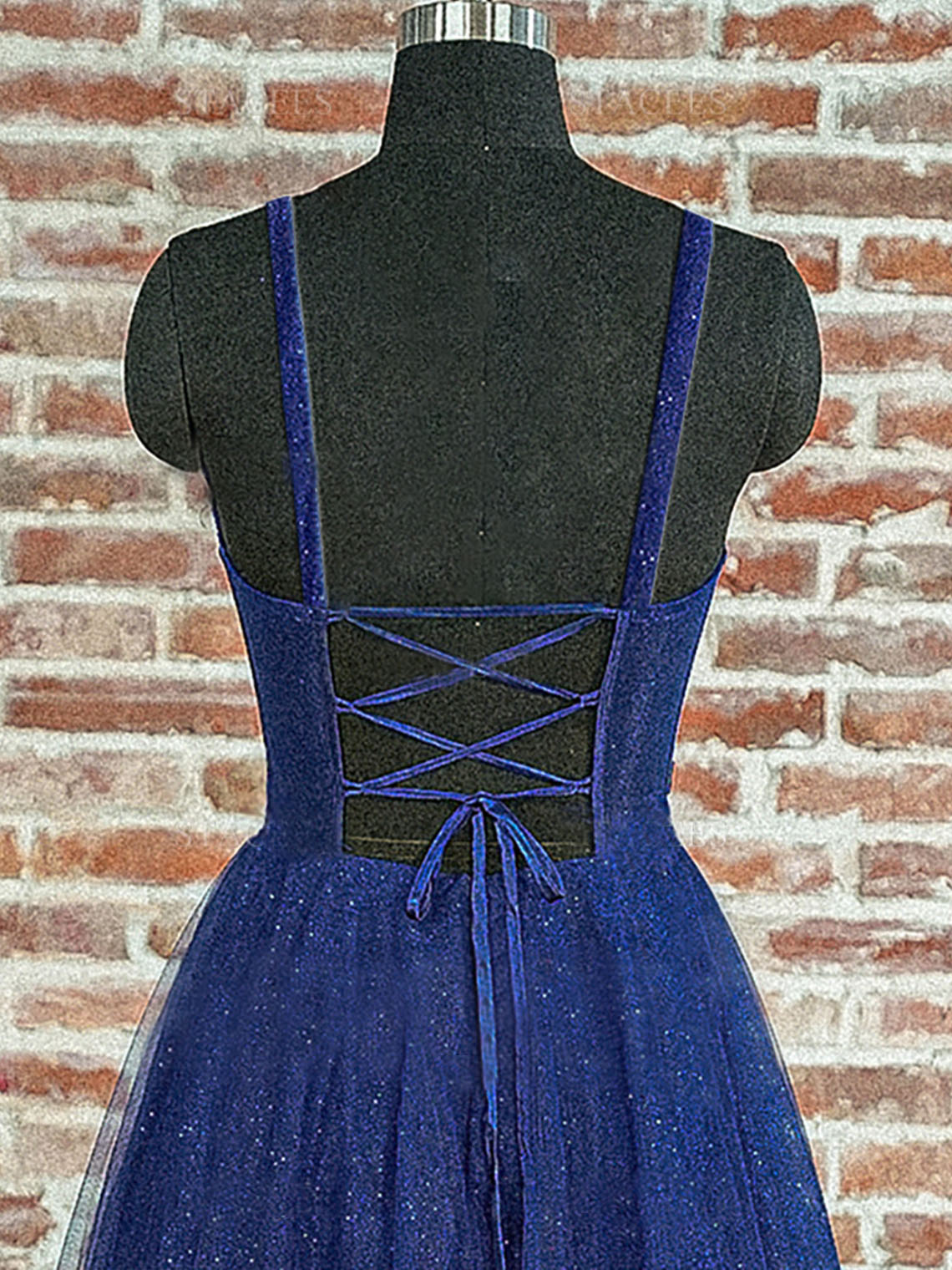 Sparkling Navy Blue Tulle A-line Sweetheart Sleeveless Long Prom Dress