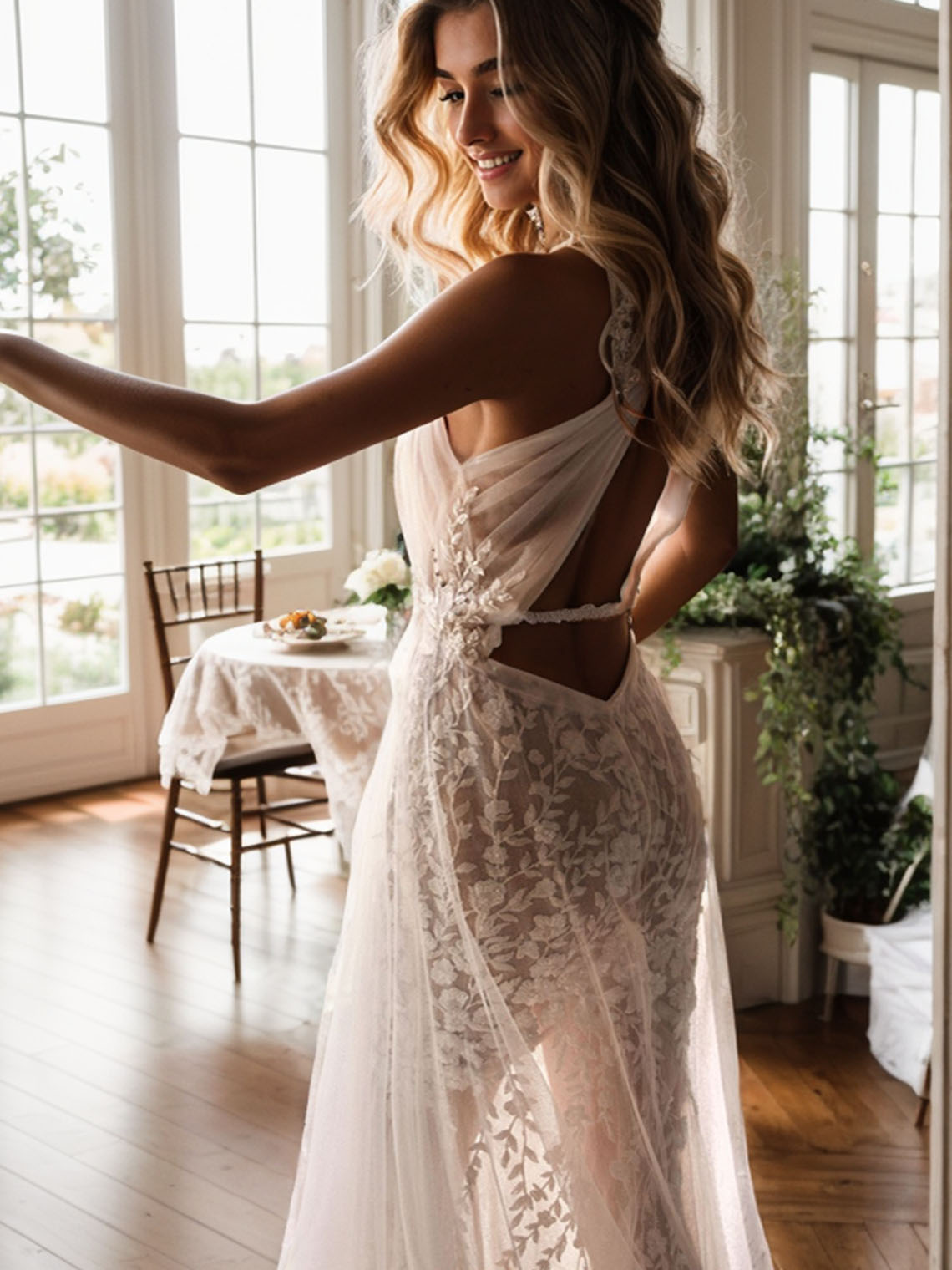 Ivory Sheath Camisole Court Train With Beading Boho Wedding Dress