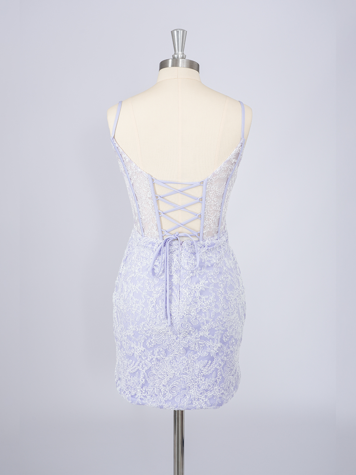 Sexy Lilac Sheath Lace Spaghetti With Appliques Short Homecoming Dress