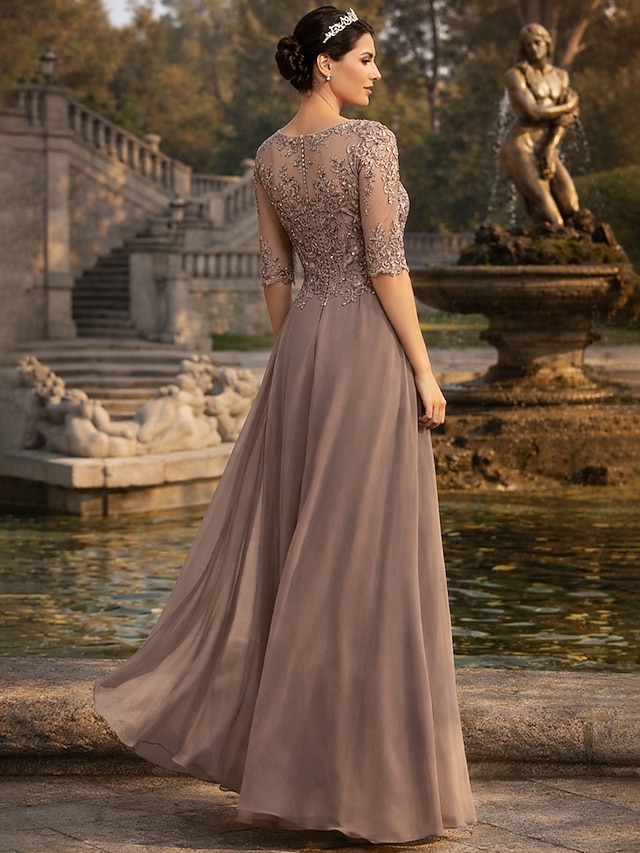 two piece jumpsuit pantsuit floor length mother of the bride dresses half sleeve bateau neck elegant chiffon with appliques, supplier image 2