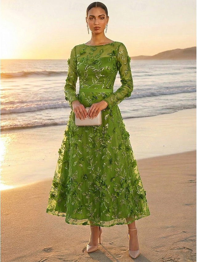 a-line mother of the bride dresses wedding guest dresses cocktail dresses ankle length lace tulle, supplier image 1