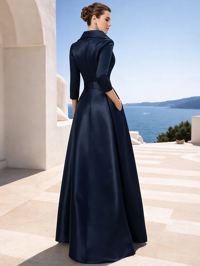 jumpsuit pantsuit ankle-length mother of the bride dress wedding guest dress formal dress 3/4 sleeves satin elegant simple, supplier image 2
