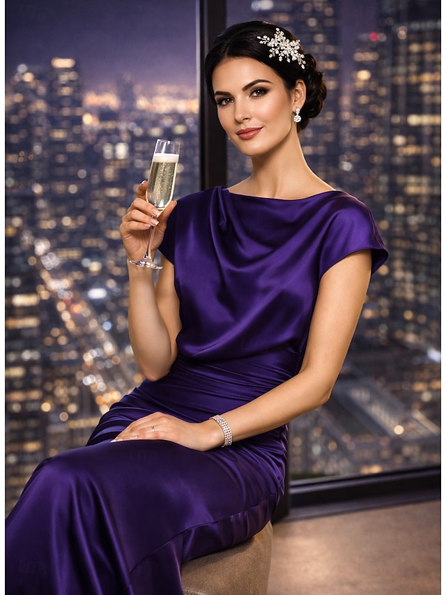 sheath column mother of the bride dresses wedding guest dresses formal dresses evening gown satin, supplier image 3