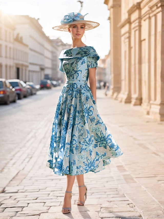 a-line mother of the bride dresses wedding guest dresses cocktail dresses party dresses tea length, supplier image 1