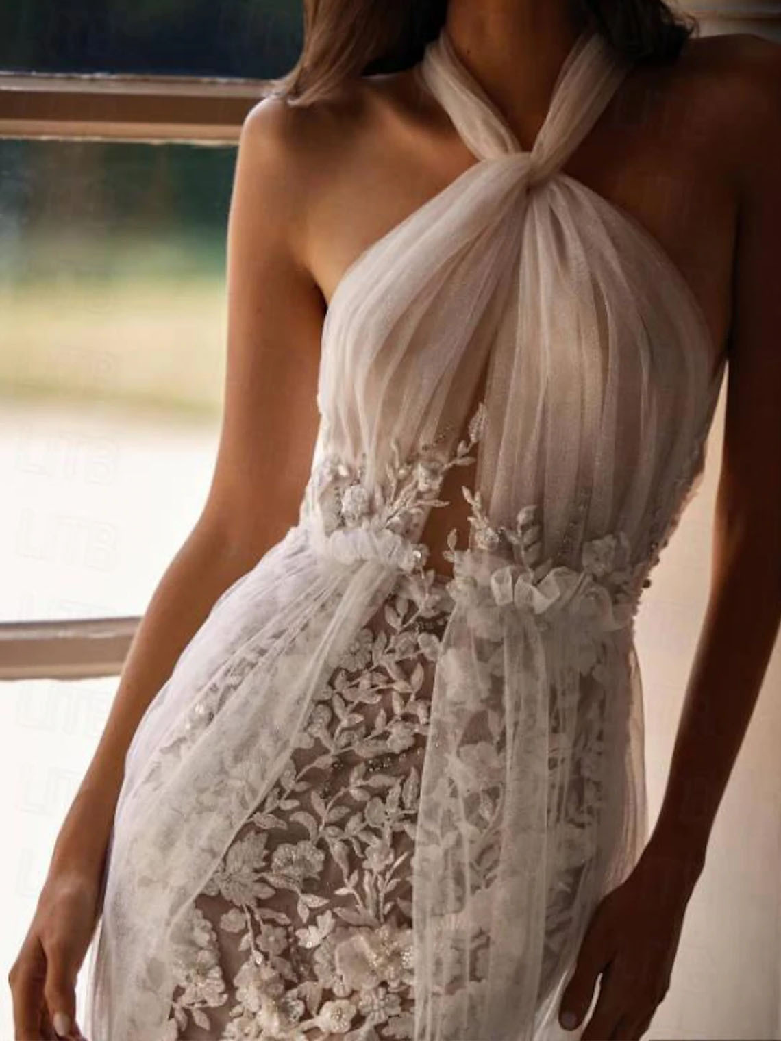 Ivory Sheath Camisole Court Train With Beading Boho Wedding Dress
