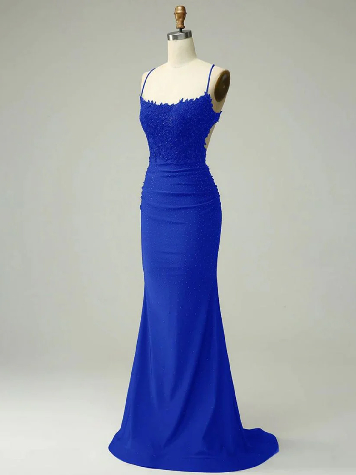 Mermaid Sleeveless Backless with Appliques Long Tight Prom Dress