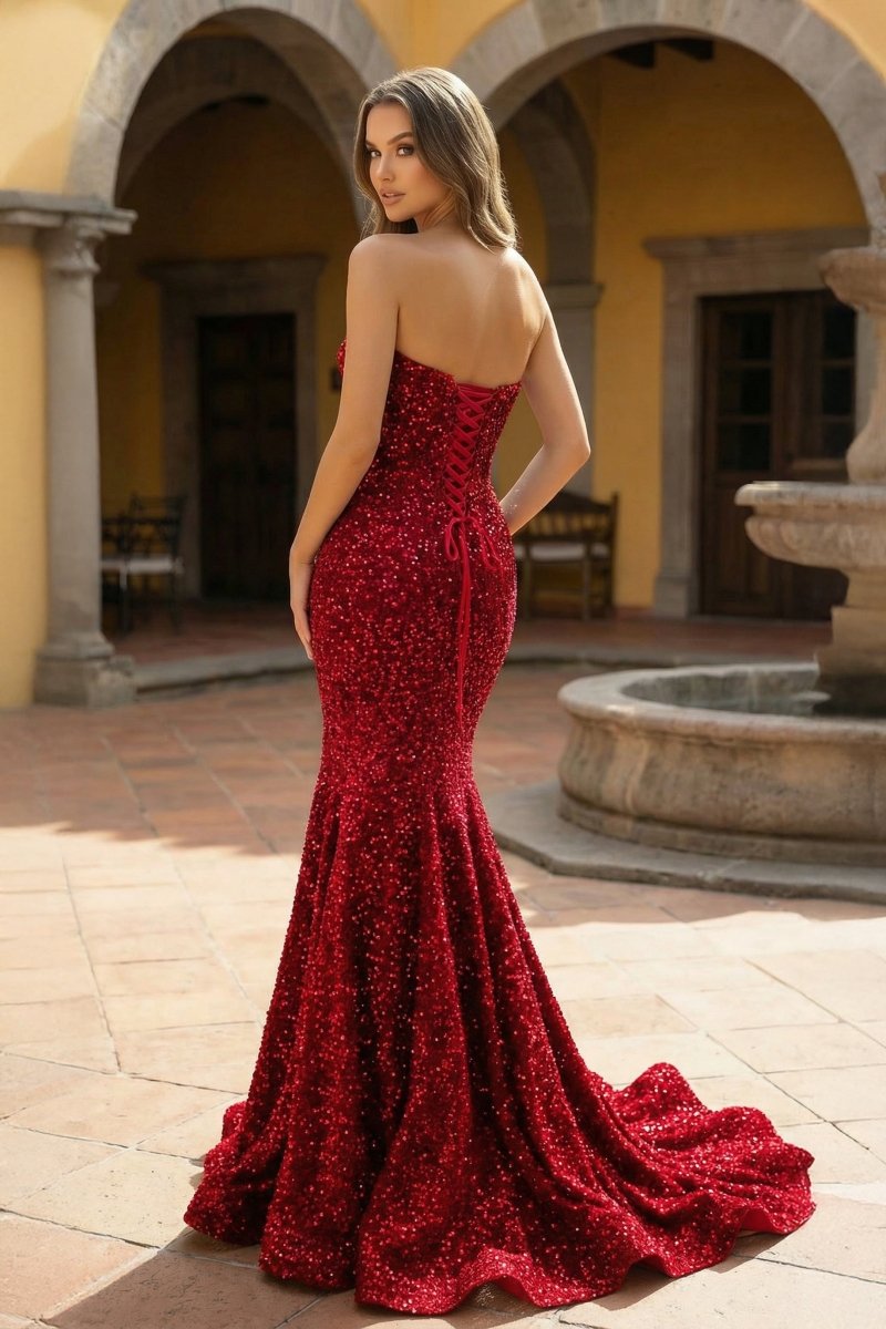 Mermaid Sweetheart Neck Sequins Prom Dresses Evening Dresses, product image 12