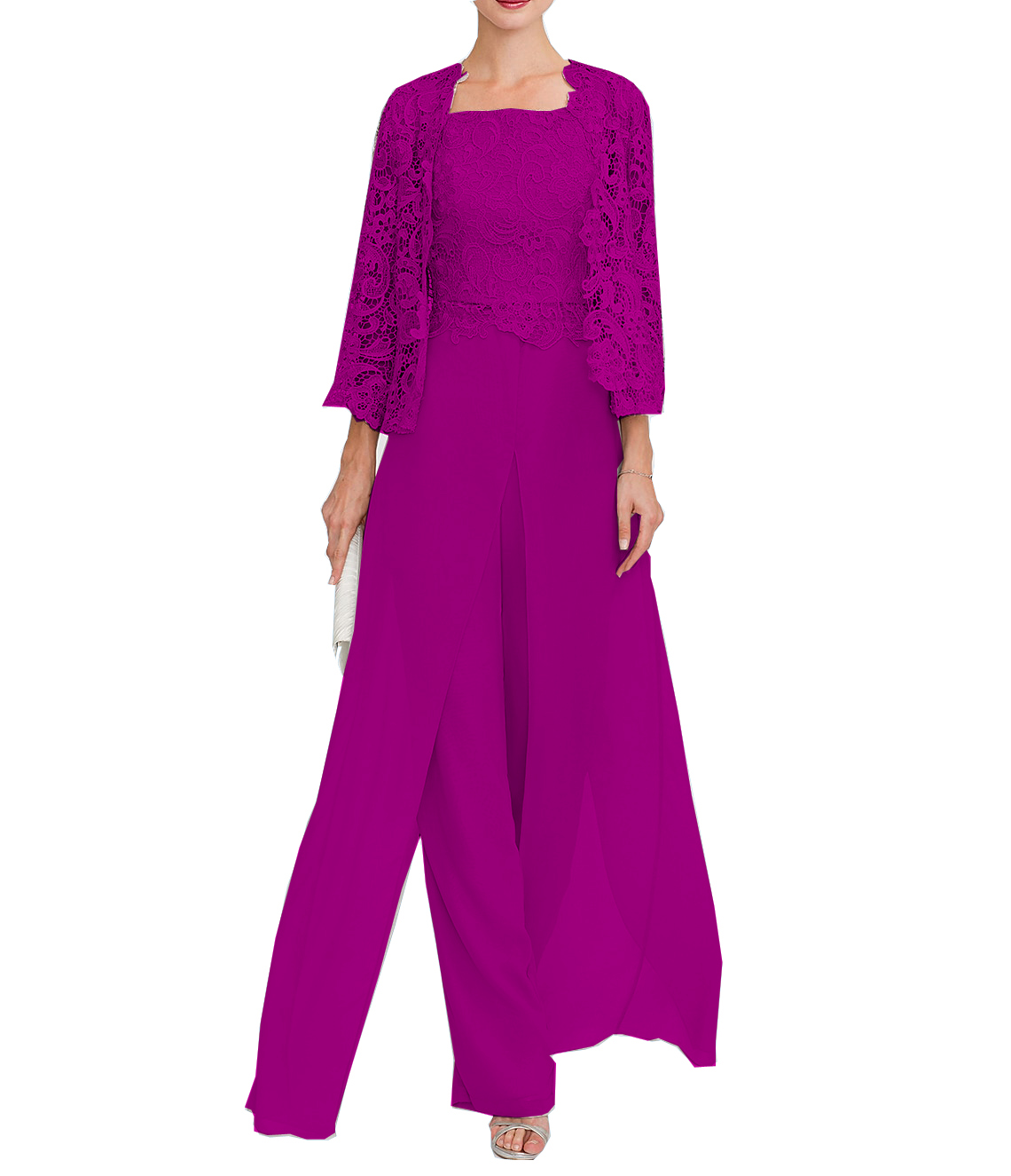 Jumpsuit Pantsuit 3 Piece Floor Length Mother of the Bride Dress 