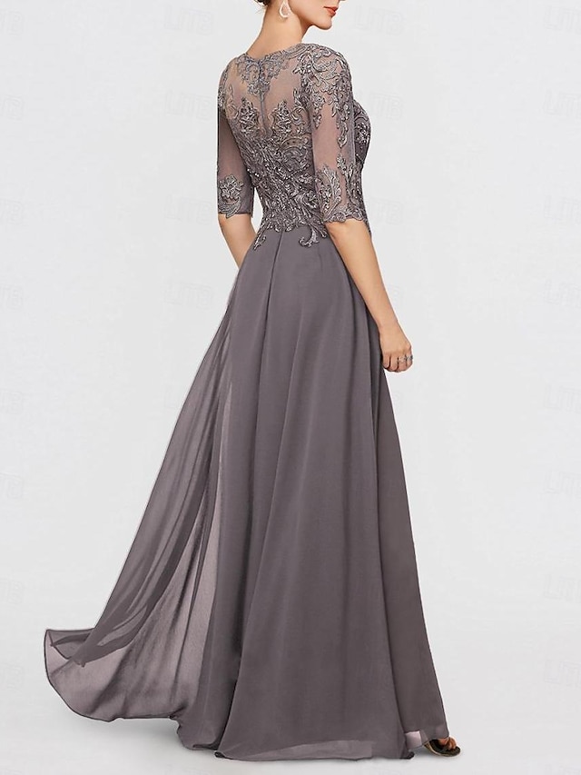 two piece jumpsuit pantsuit floor length mother of the bride dresses half sleeve bateau neck elegant chiffon with appliques, supplier image 5
