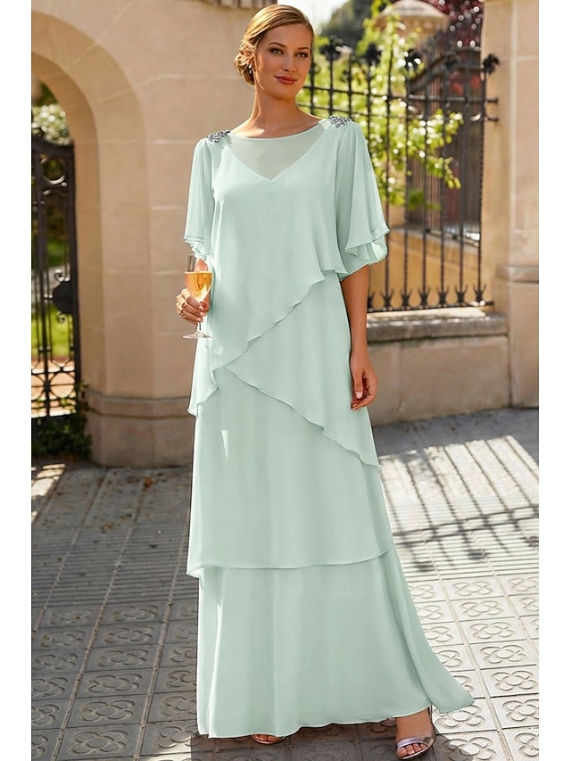 a-line mother of the bride dresses wedding guest dresses formal dresses floor length chiffon elegant, supplier image 10