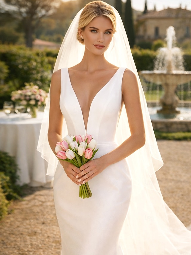sheath column ankle-length little white dress wedding dress v-neck sleeveless satin, supplier image 4