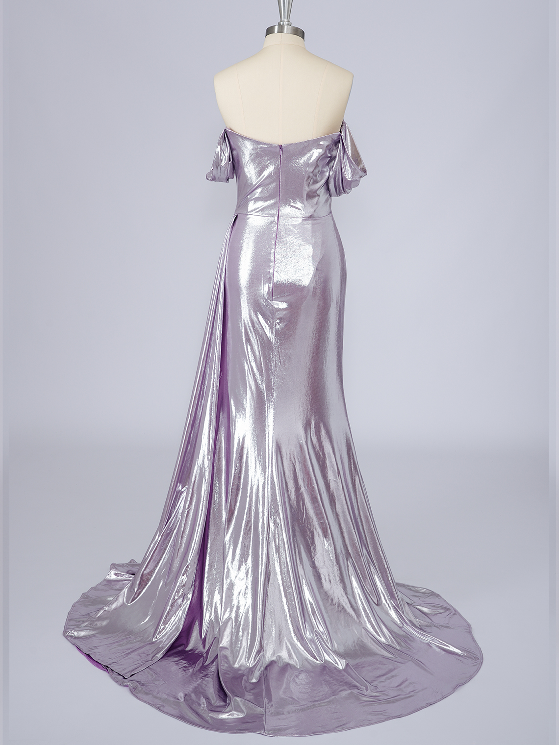 Lilac Mermaid Strapless Sleeveless With High Split Long Prom Dress