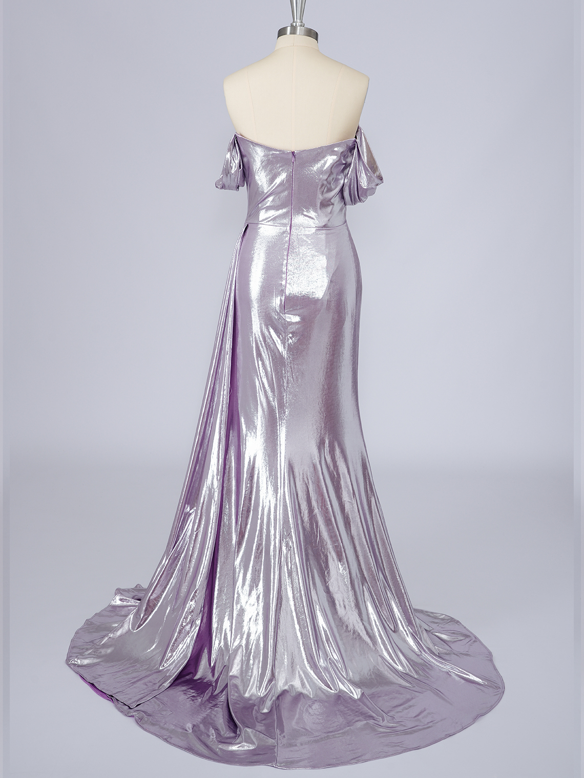Lilac Mermaid Strapless Sleeveless With High Split Long Prom Dress