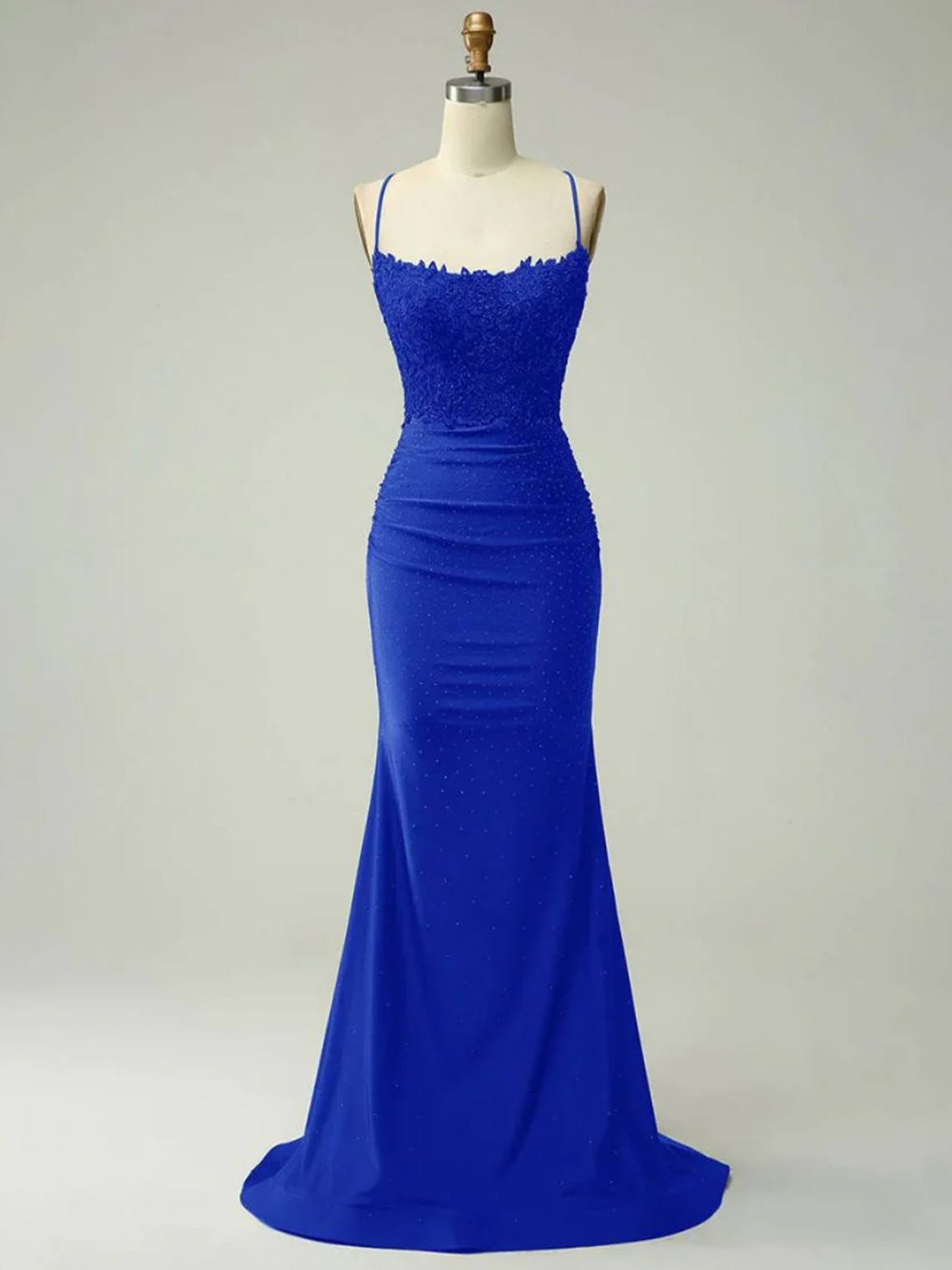 Mermaid Sleeveless Backless with Appliques Long Tight Prom Dress