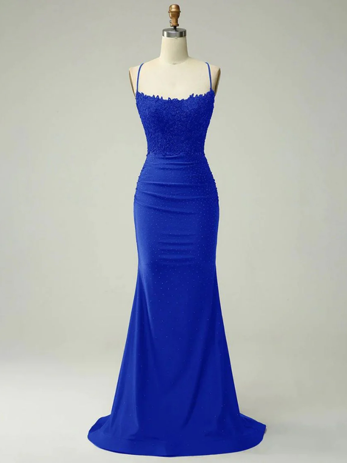 Mermaid Sleeveless Backless with Appliques Long Tight Prom Dress