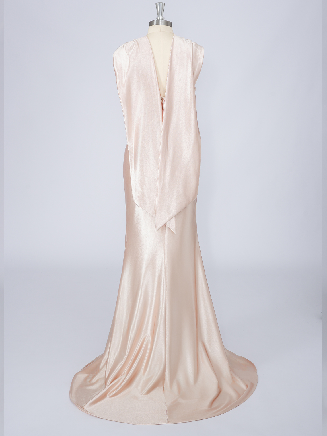 Mermaid Satin V Neck Solid Color With Ribbon Long Prom Dress