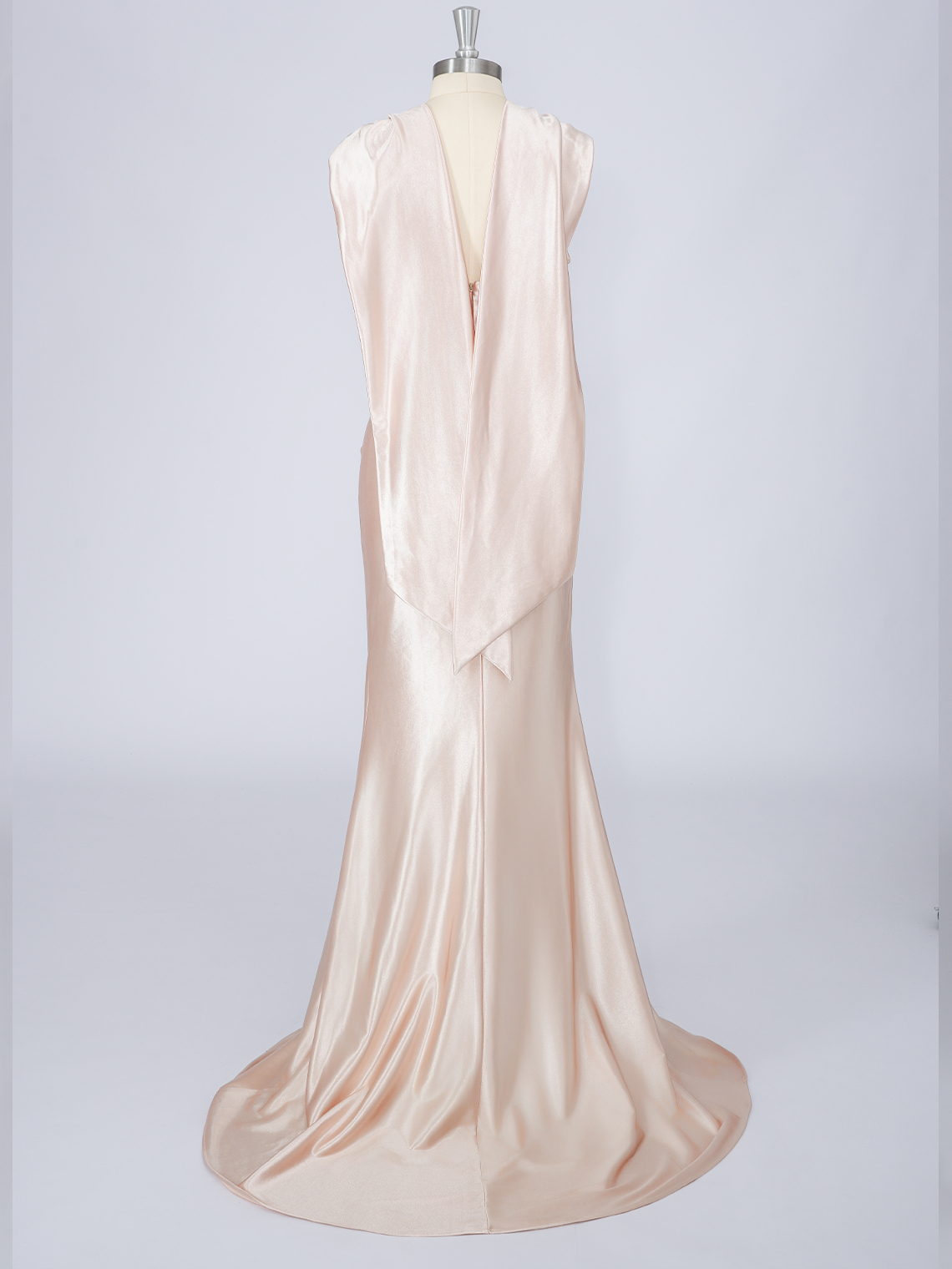 Mermaid Satin V Neck Solid Color With Ribbon Long Prom Dress