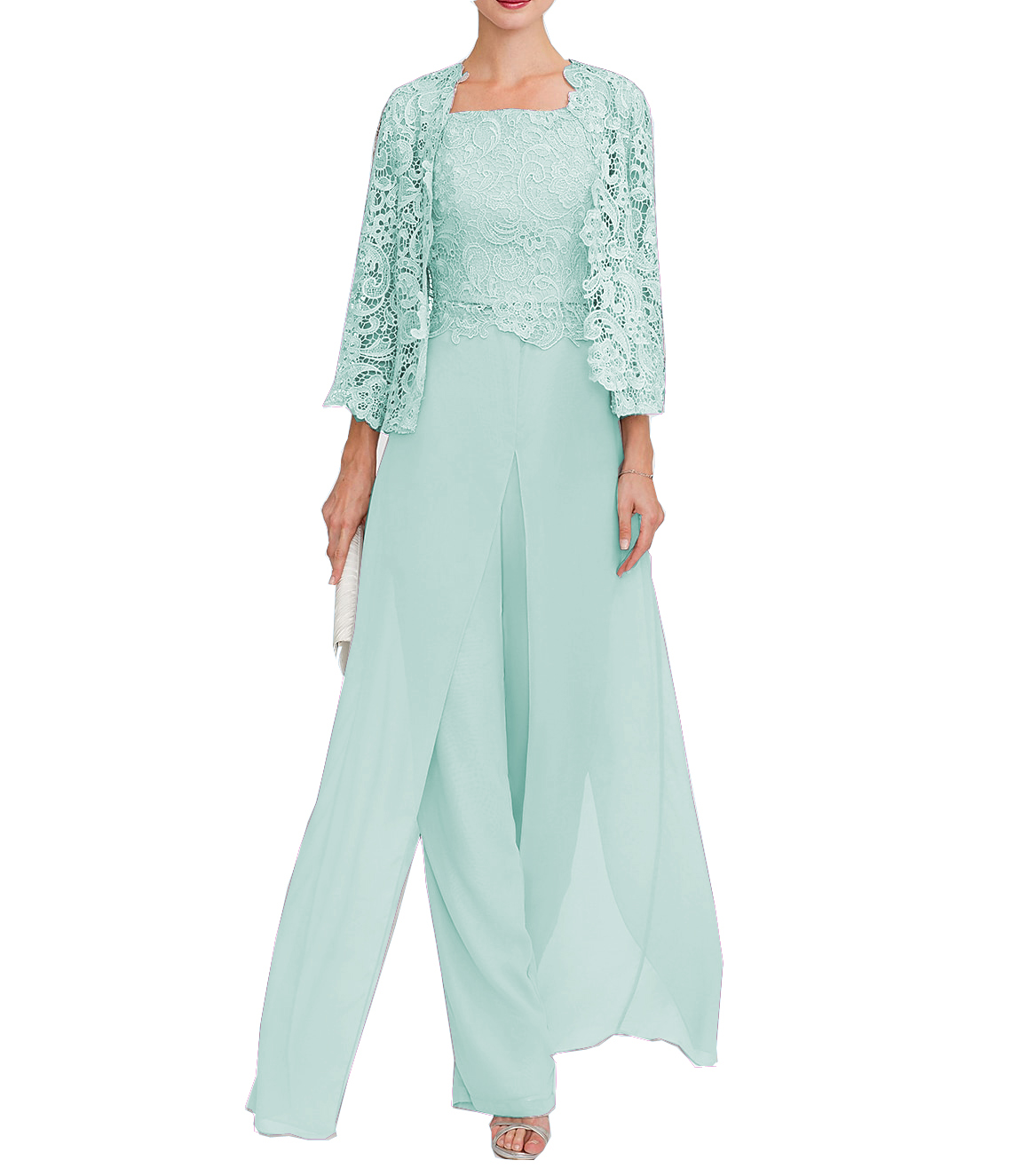 Jumpsuit Pantsuit 3 Piece Floor Length Mother of the Bride Dress 