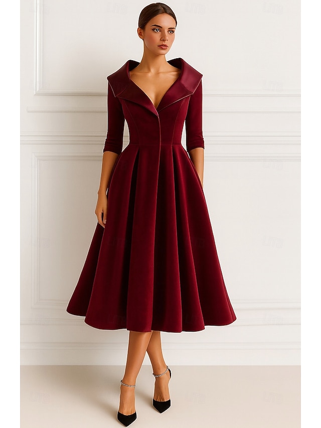 a-line mother of the bride dresses wedding guest dresses cocktail dresses party dresses tea length, supplier image 1