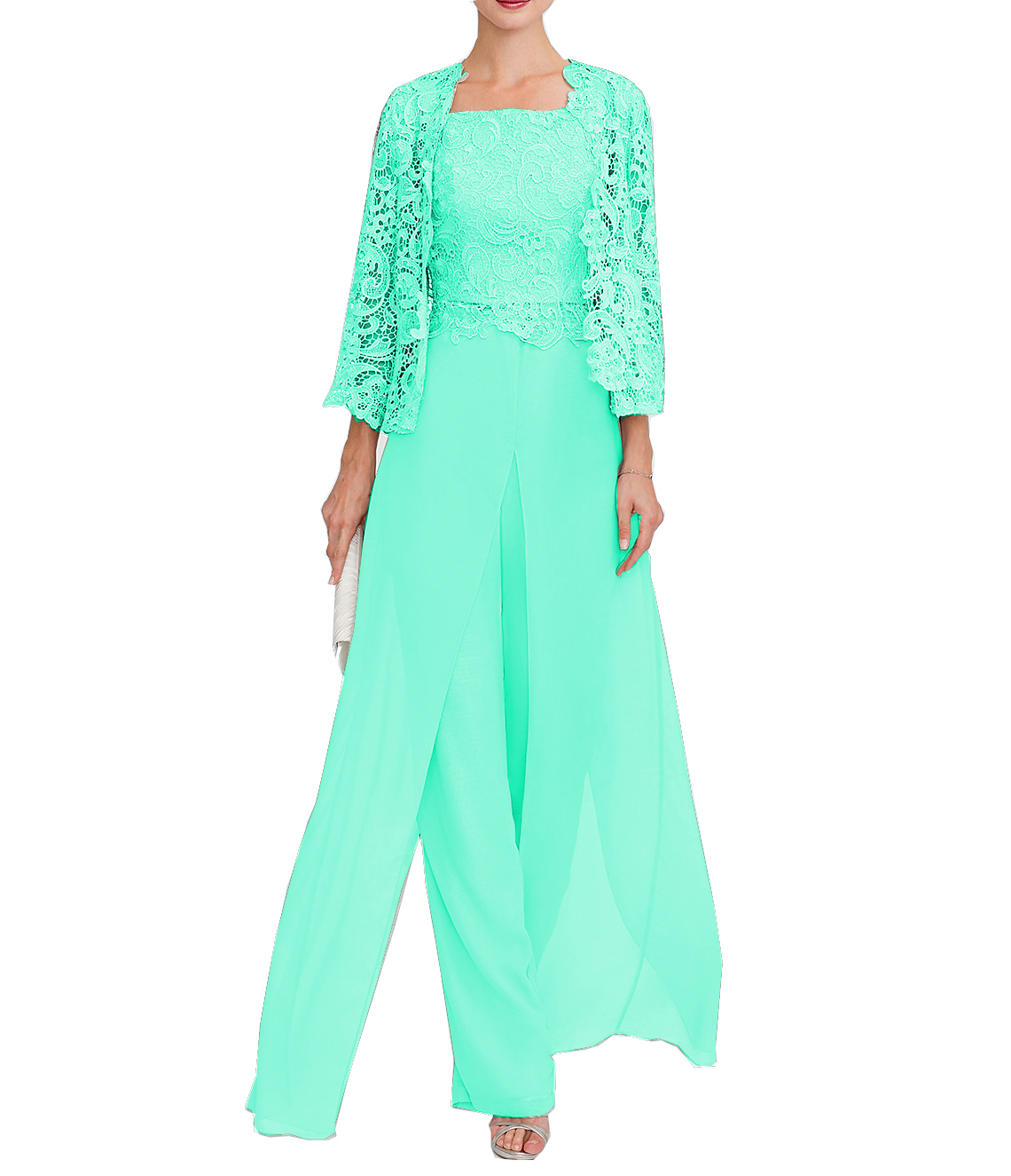 Jumpsuit Pantsuit 3 Piece Floor Length Mother of the Bride Dress 