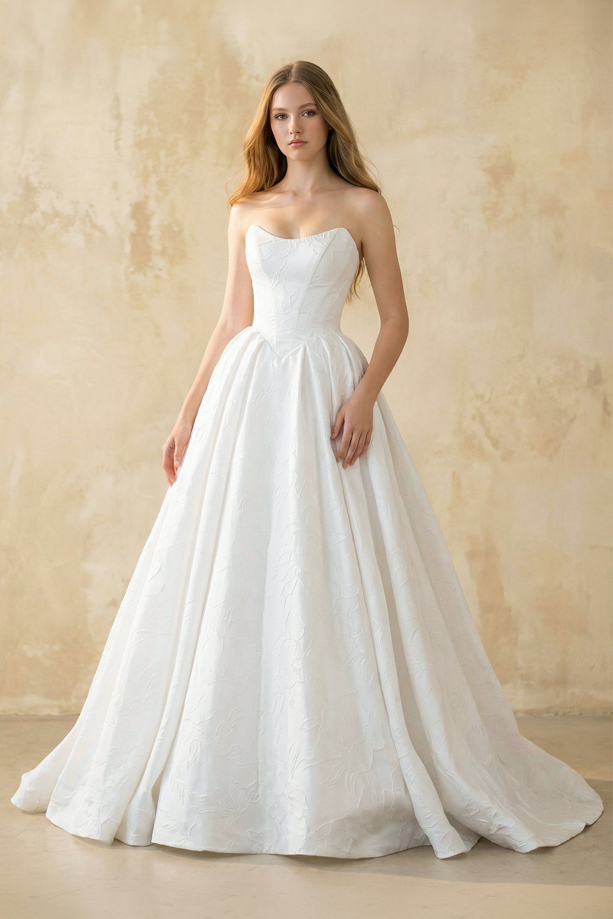 Strapless Ball-Gown Satin Wedding Dresses in White, product image 1