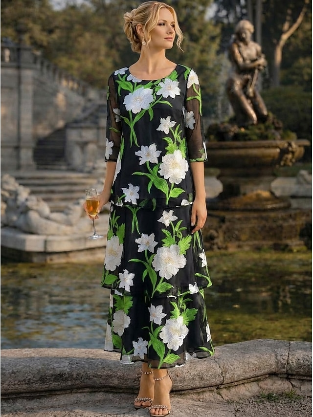 a-line mother of the bride dresses cocktail dresses party dresses ankle length chiffon half sleeve, supplier image 10
