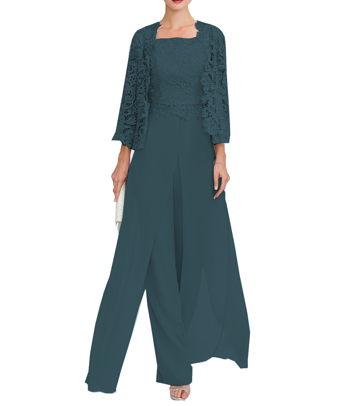 Jumpsuit Pantsuit 3 Piece Floor Length Mother of the Bride Dress 