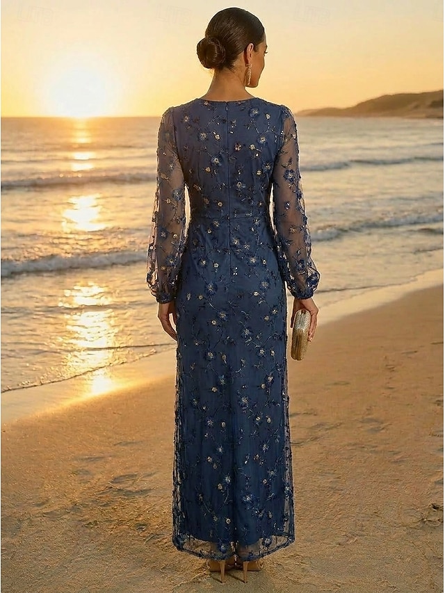 sheath column mother of the bride dresses cocktail dresses party dresses ankle length lace tulle, supplier image 2
