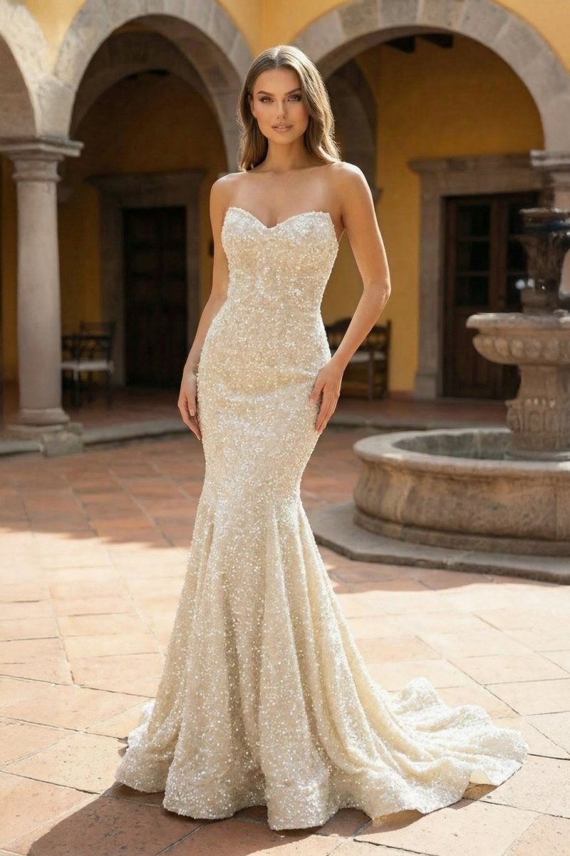 Mermaid Sweetheart Neck Sequins Prom Dresses Evening Dresses, product image 13