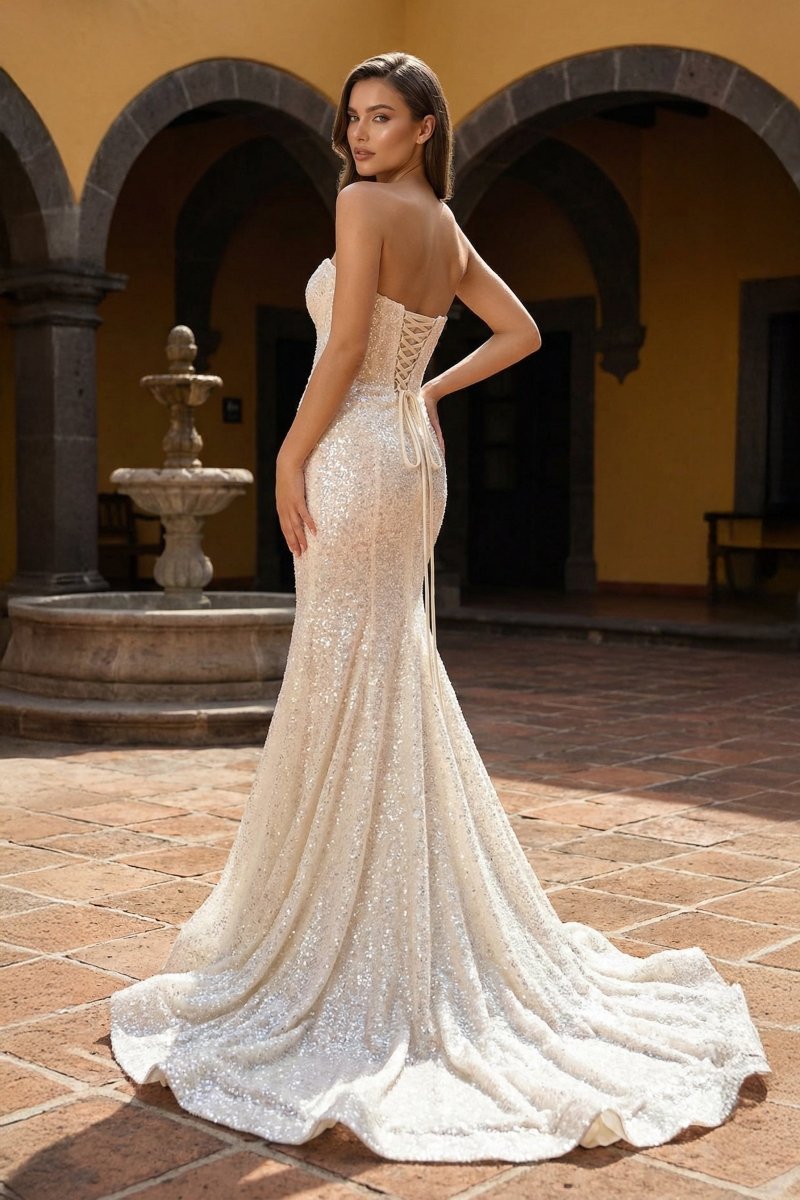 Mermaid Sweetheart Neck Sequins Prom Dresses Evening Dresses, product image 14